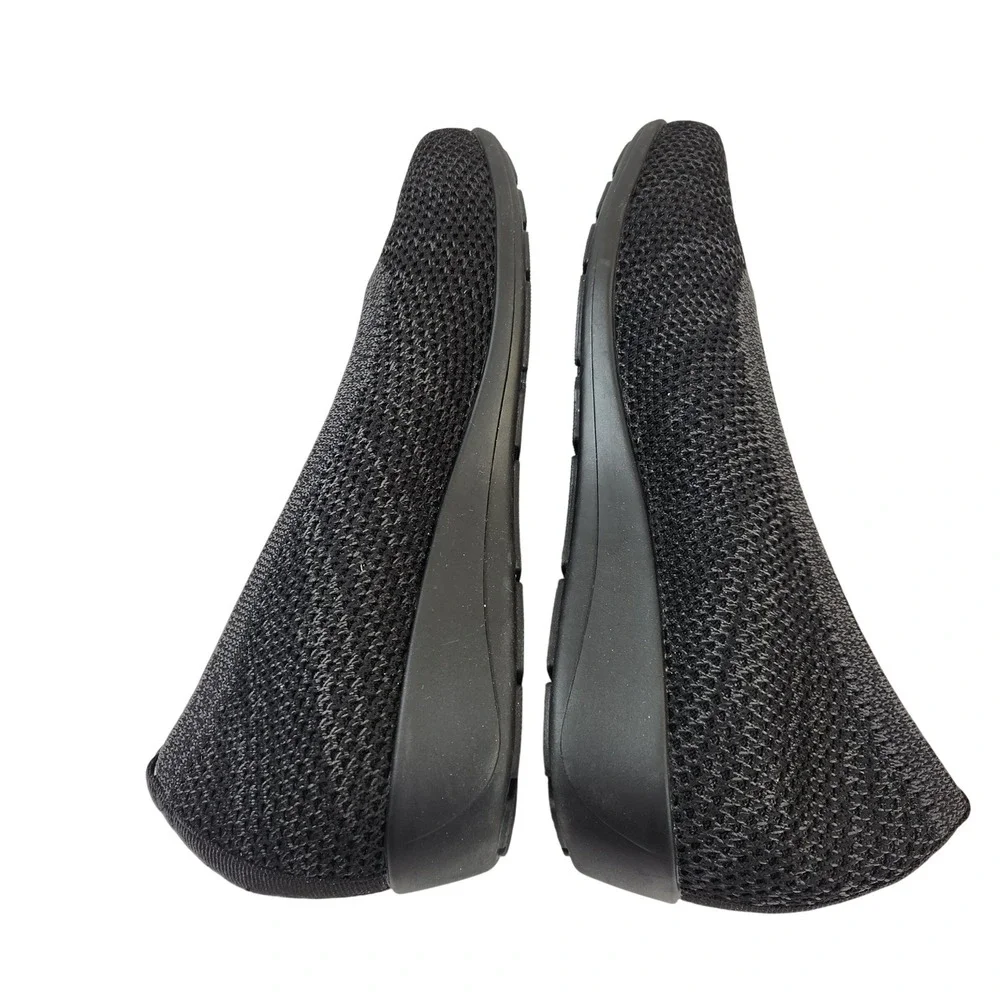 Propet Womens Black Knit Slip On Wedge Ballet Flats Sz 9.5M WCX074M Casual Shoes